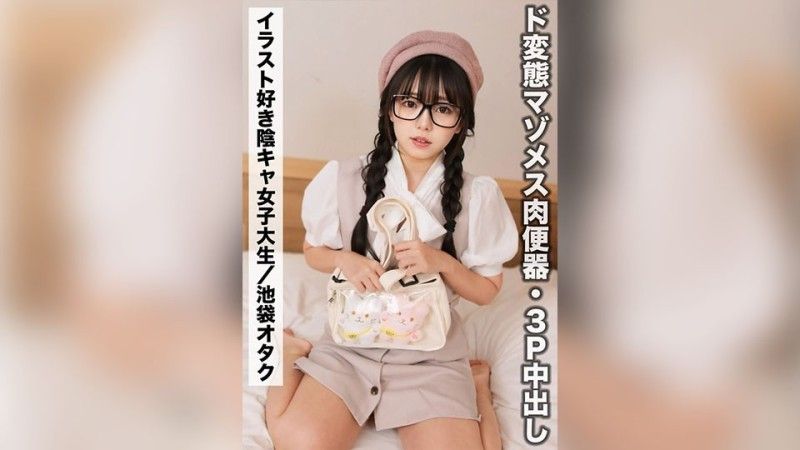 Rio（21歲/B罩杯）【愛好畫插畫的安靜宅男女大學生】變態受虐狂女肉小便池/3P【嘗試在SNS上與〇〇女孩聯繫！ ]